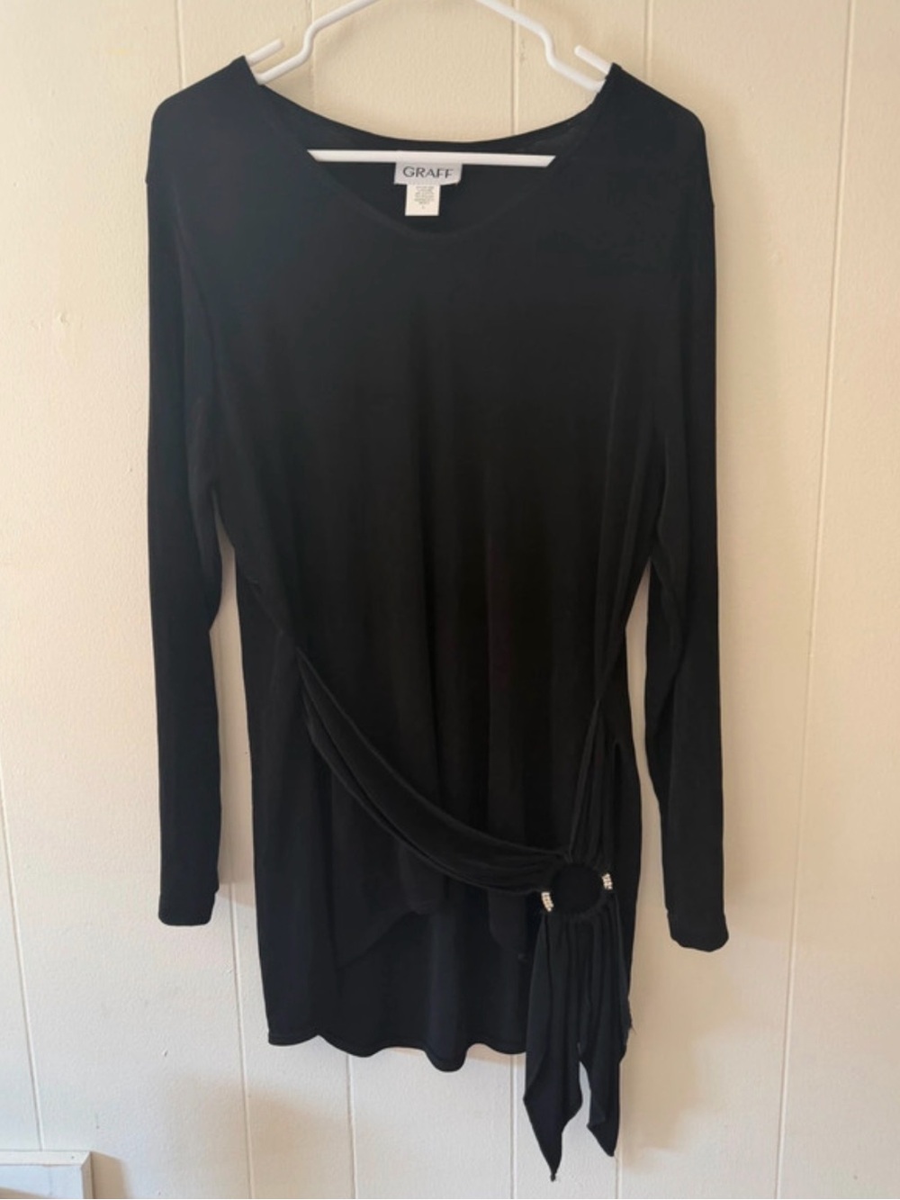 Whimsigoth Y2K Witchy Vampire Black Long-Sleeve Wrap Detail Tunic Top Dress